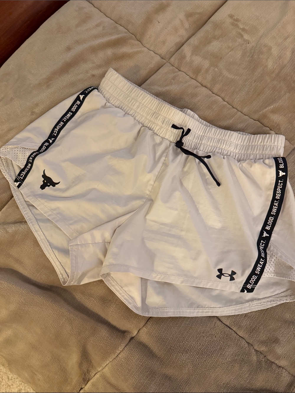 Under Armour Off White Women's Athletic Shorts with Black Accents